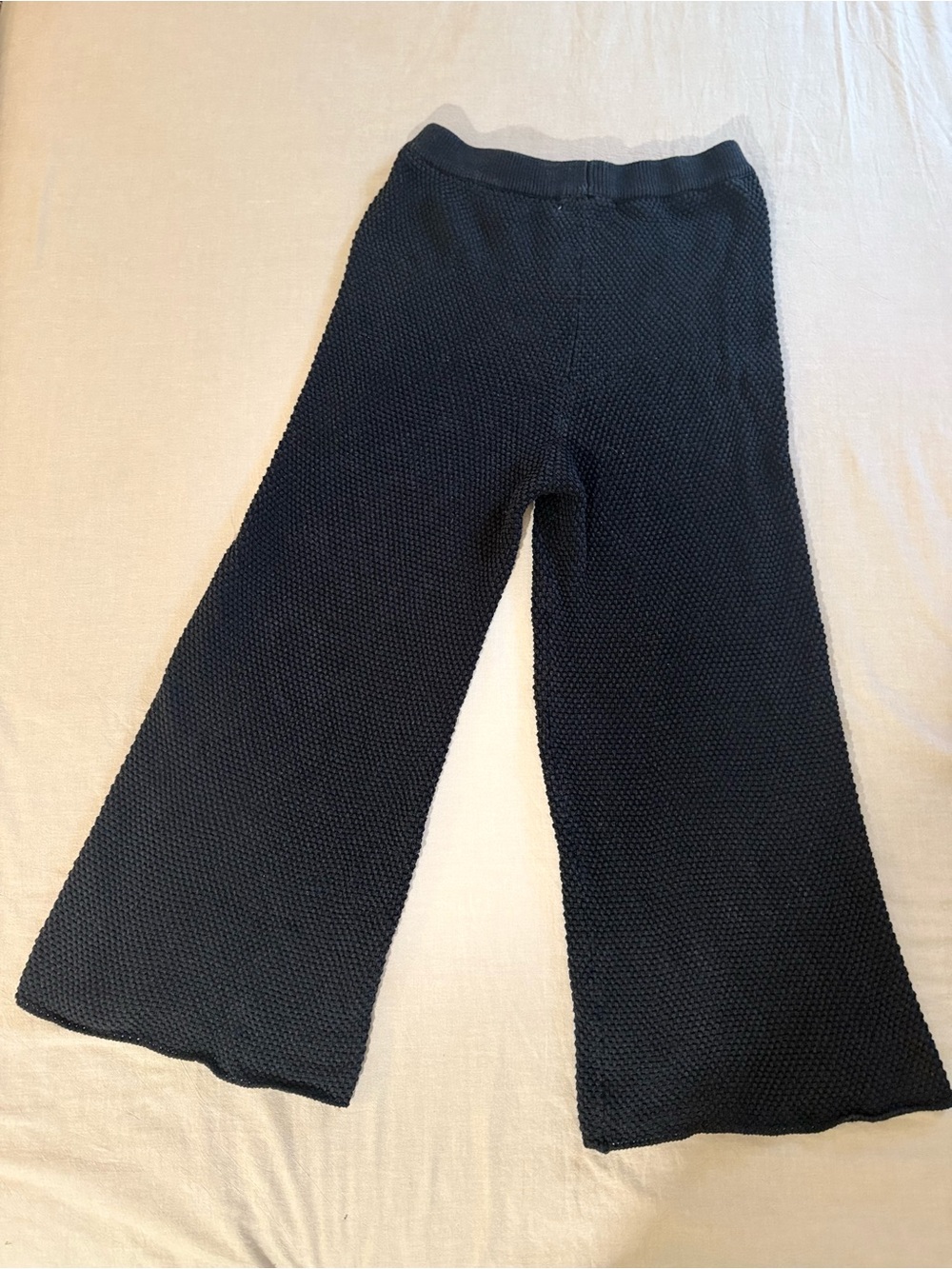 FP Beach Black Textured Wide-Leg Knit Cropped Pants Medium - Picture 6 of 8